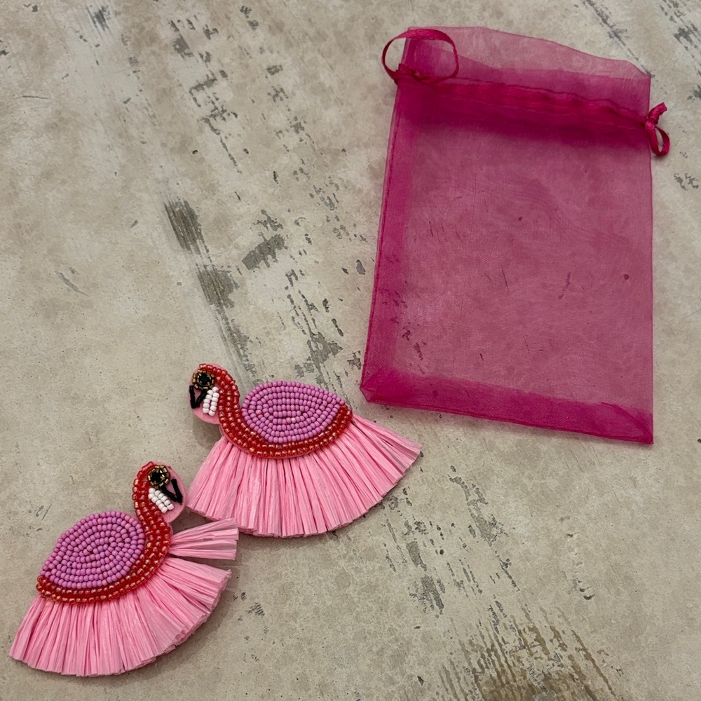 Pink Flamingo Beaded Earrings